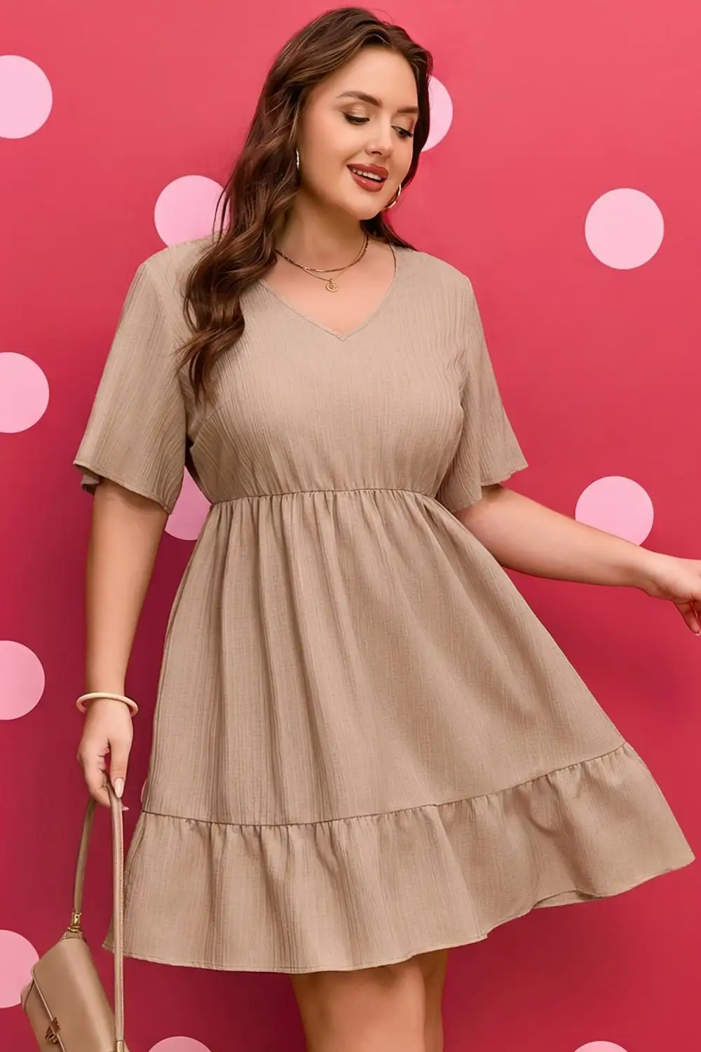 Ruffle Short Sleeve Dress Casual
