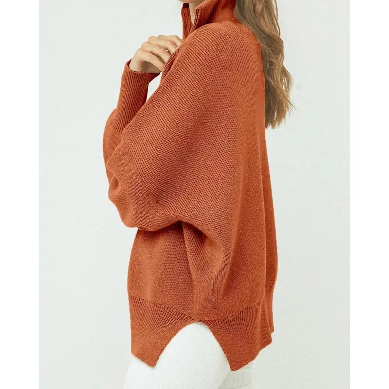 Womens Tunic Sweater Fall Long Sleeve 1/4 Zip Pullover Sweaters