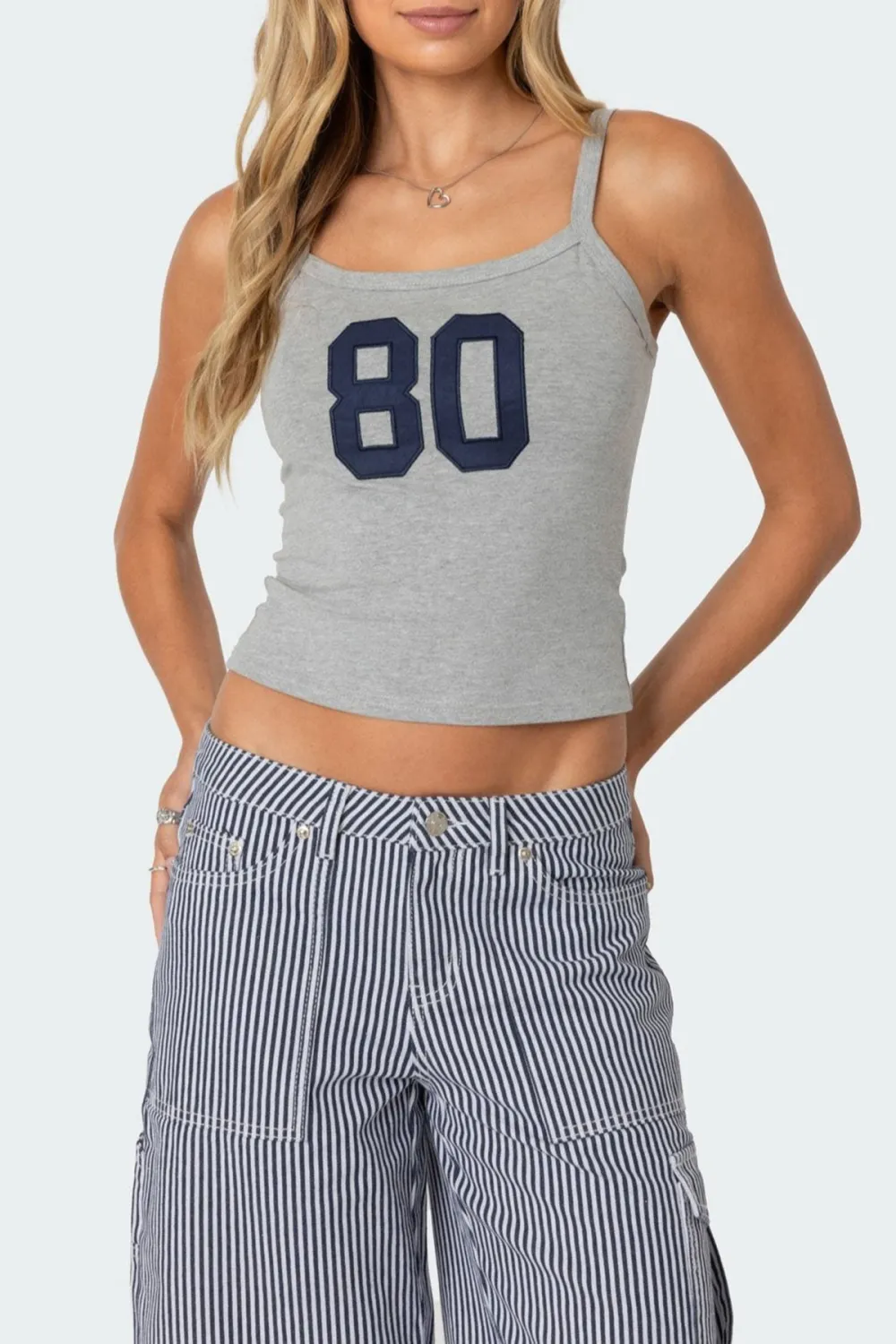 Grey Letter Print Tank Top