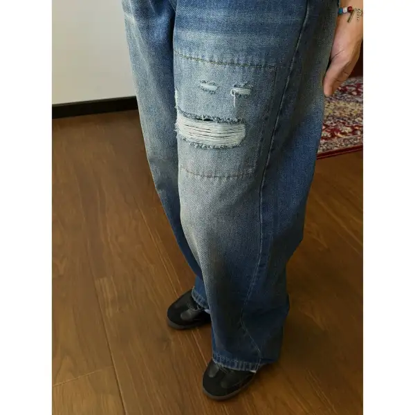 Scattered Distressed Faded Jeans