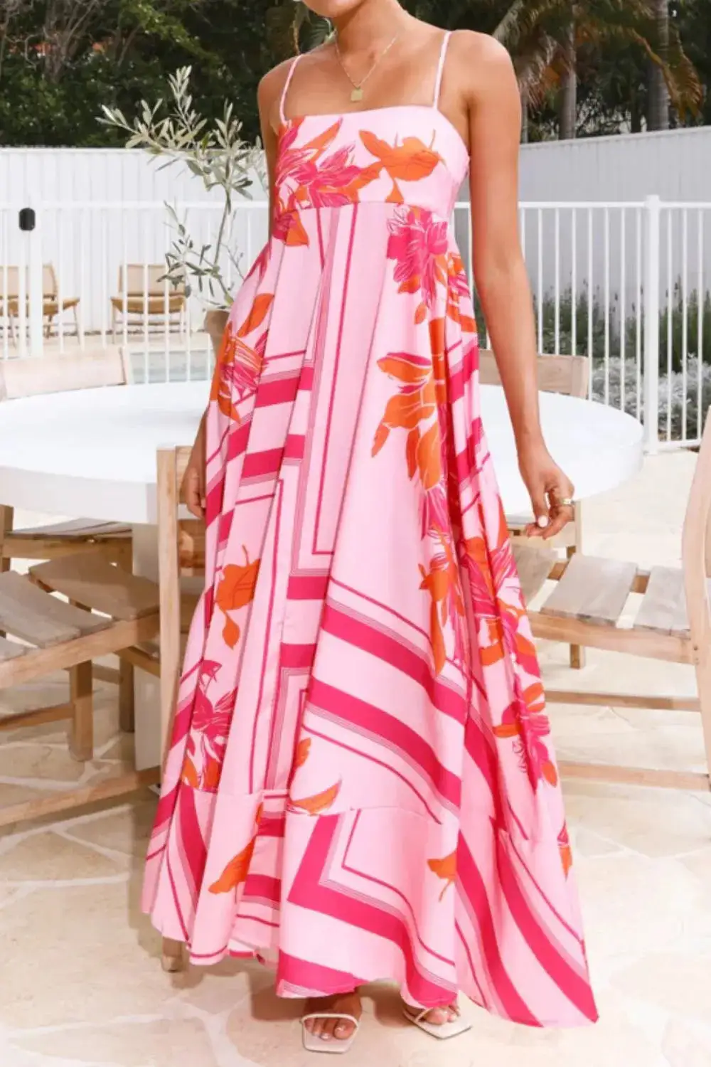 Printed Square Neck Maxi Dress