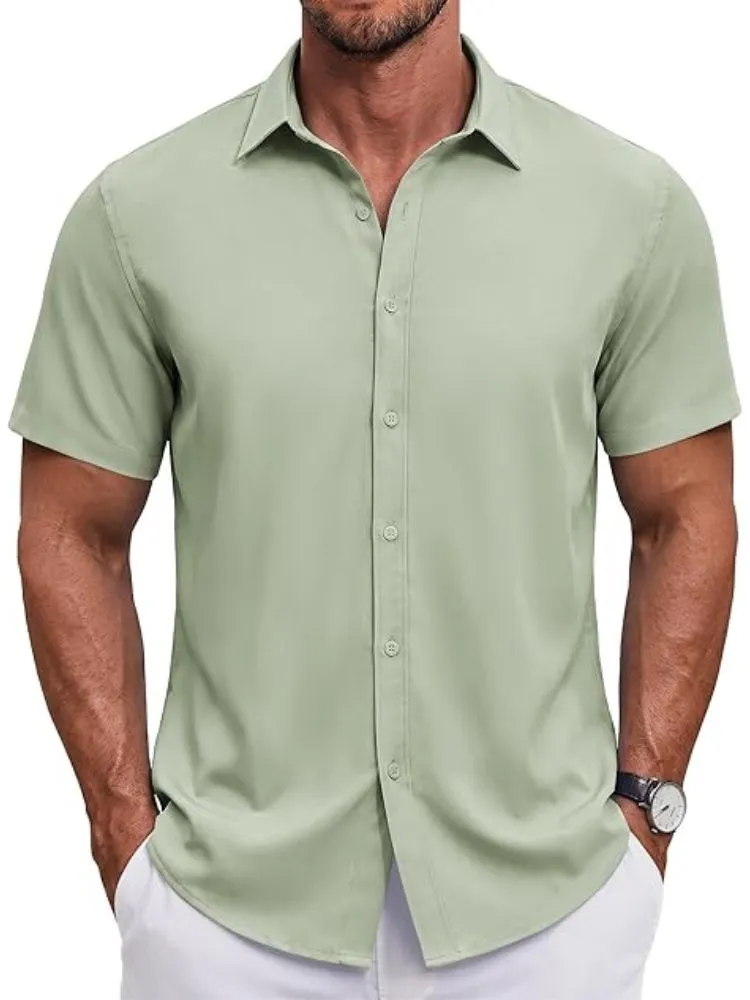 S Short Sleeve Casual Button-Down Shirt