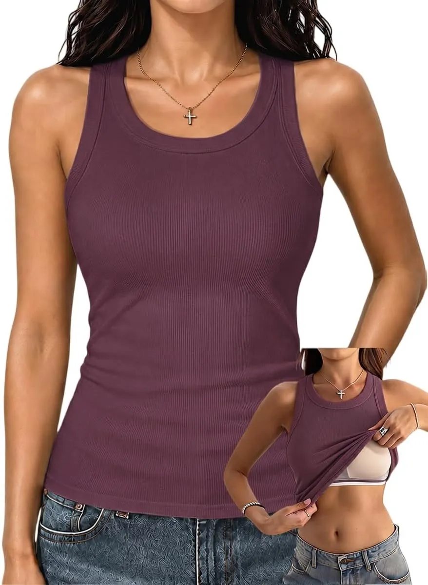 Women's Racerback Built-In Bra Tank Top