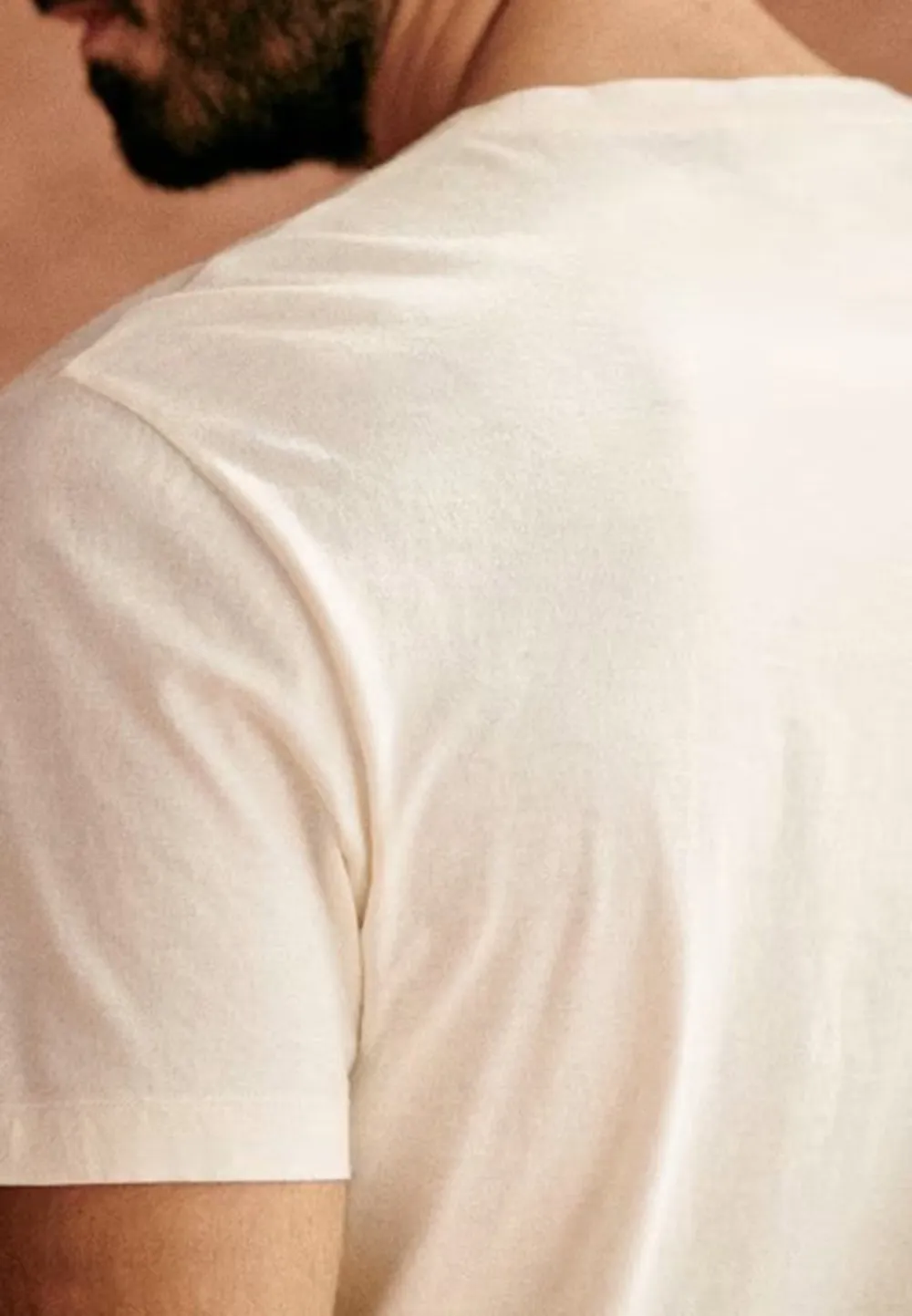 Cream Relaxed Fit Cotton Crew Neck T-Shirt