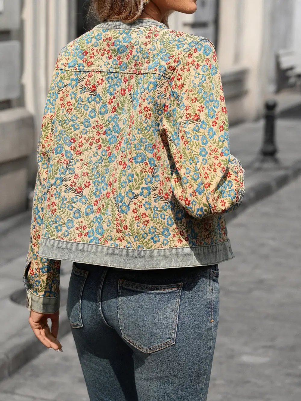 Floral Embroidered Button Up Jacket