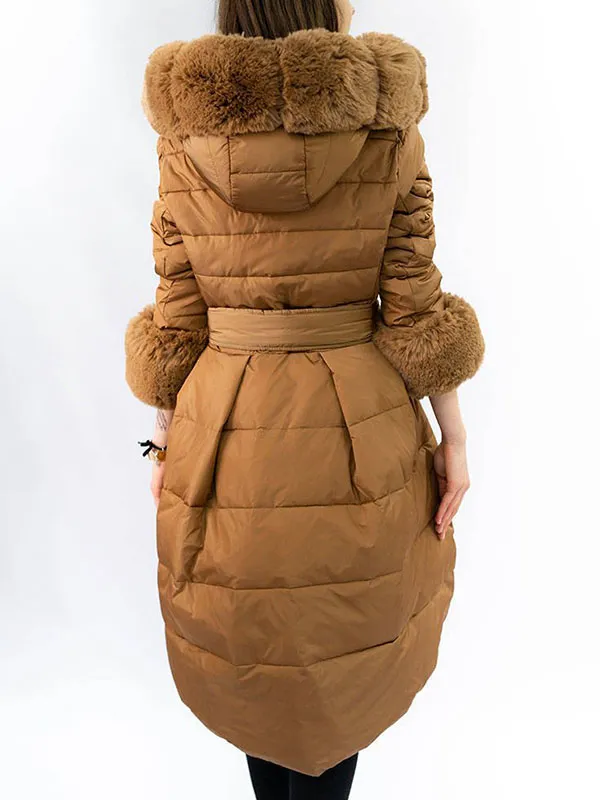 Ladies fleece winter jacket brown