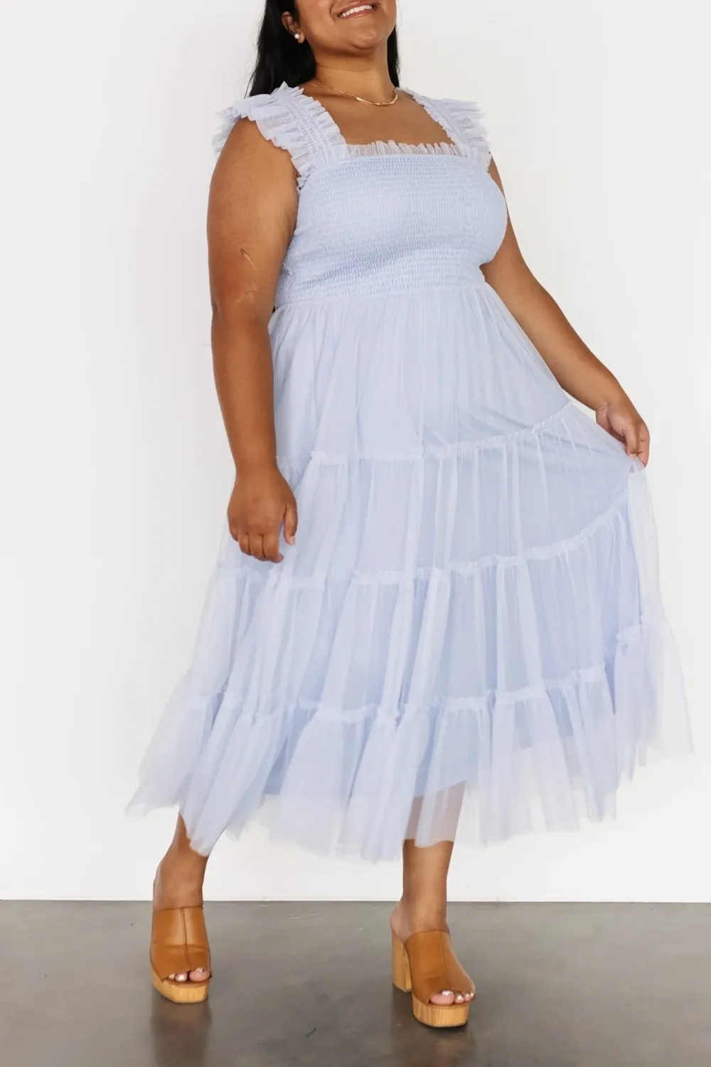 Versatile Fluttering Sleeves Sheer Dress