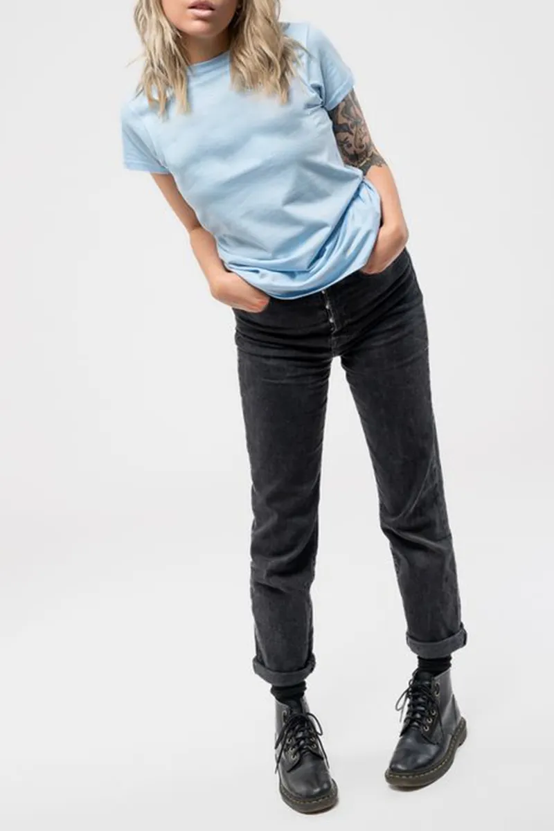 Casual Style Blue Crew Neck T Shirt