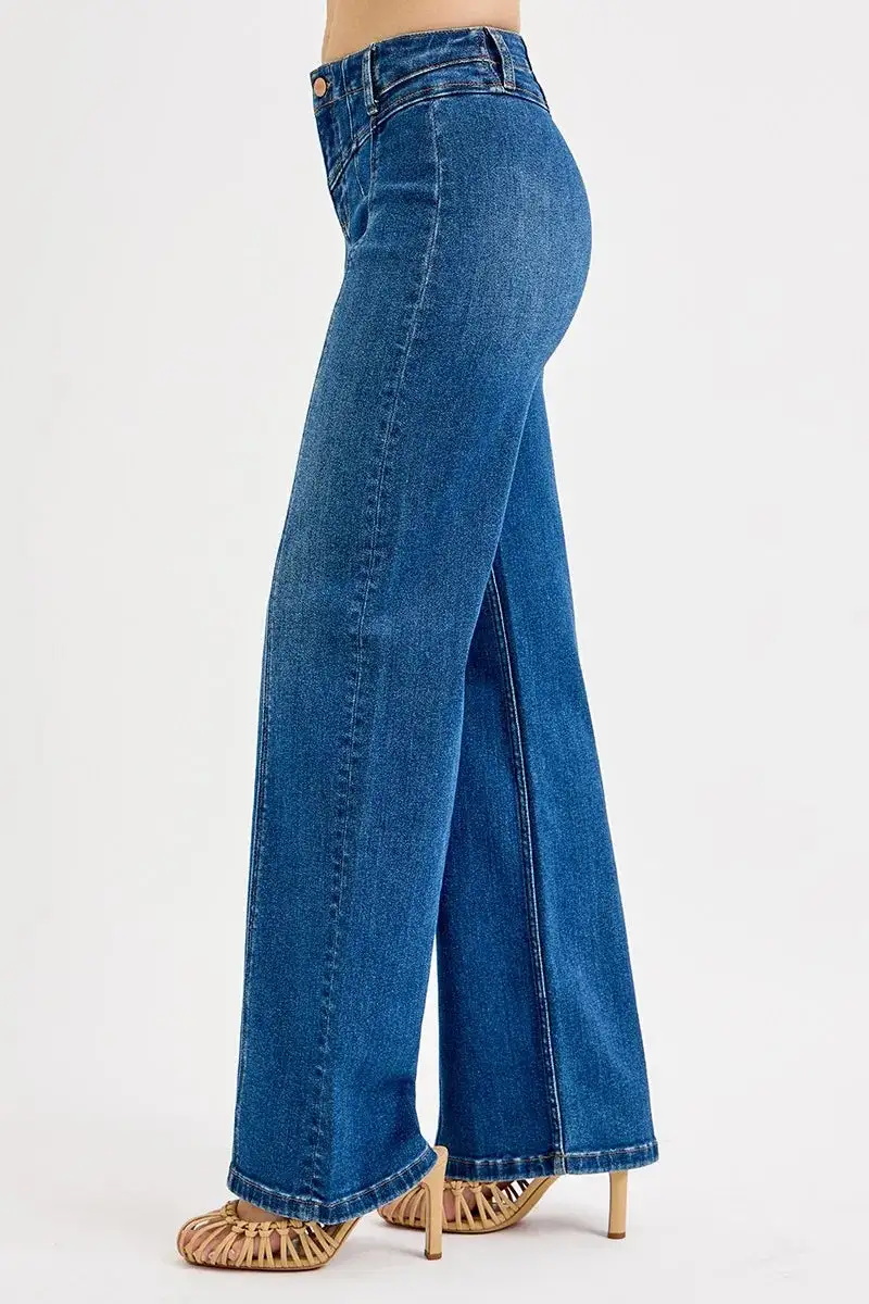 Front Seam Wide Leg Jeans