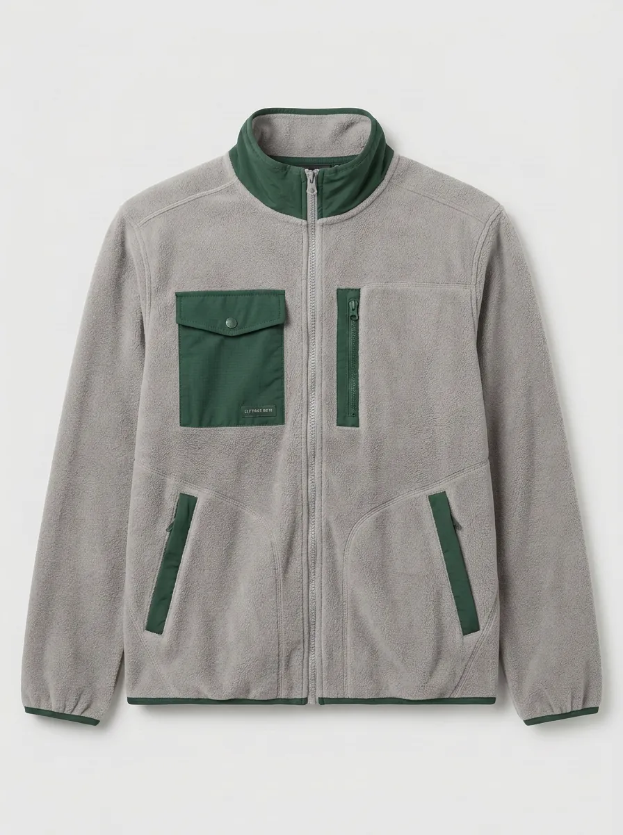 Hiking Contrast Pocket Fleece Zip Jacket