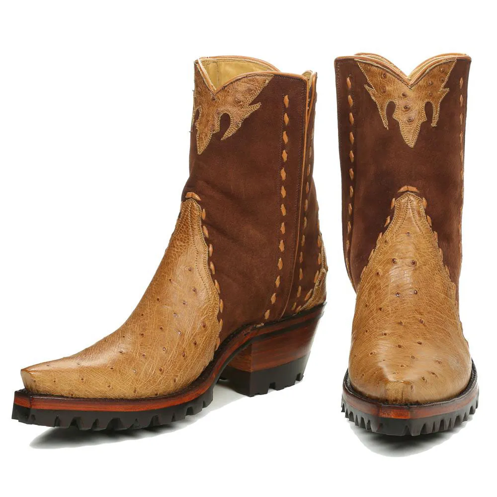 Faux-Suede Faux-Leather Zip-Up Patchwork Western Boots