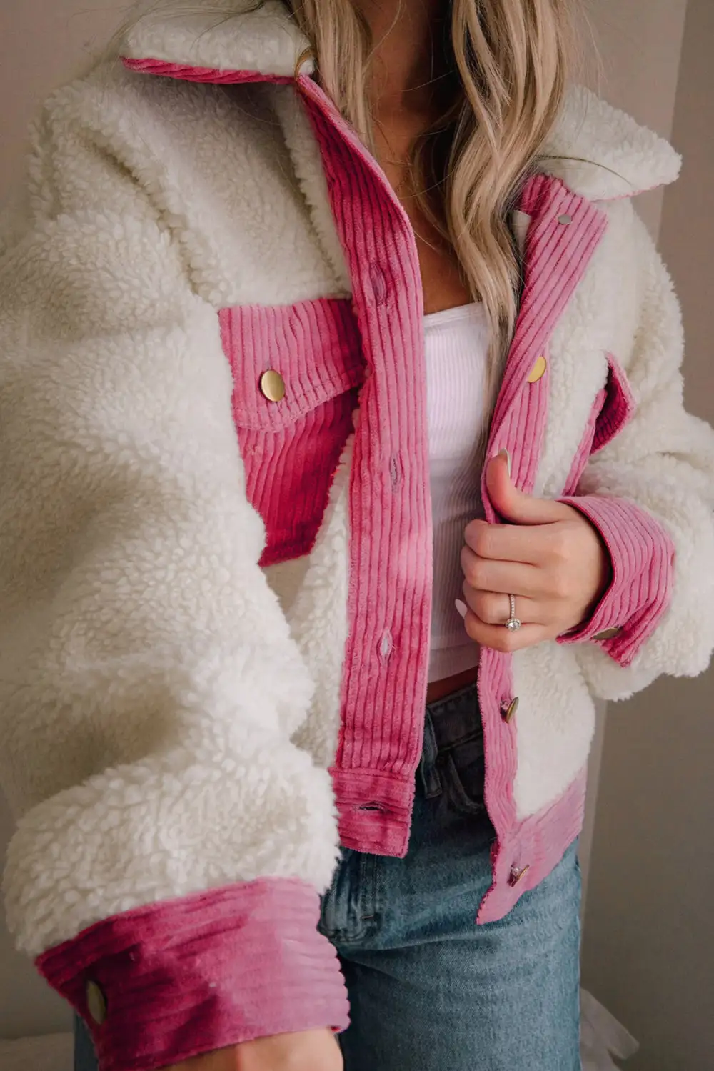 Sherpa Corduroy Button Front Jacket