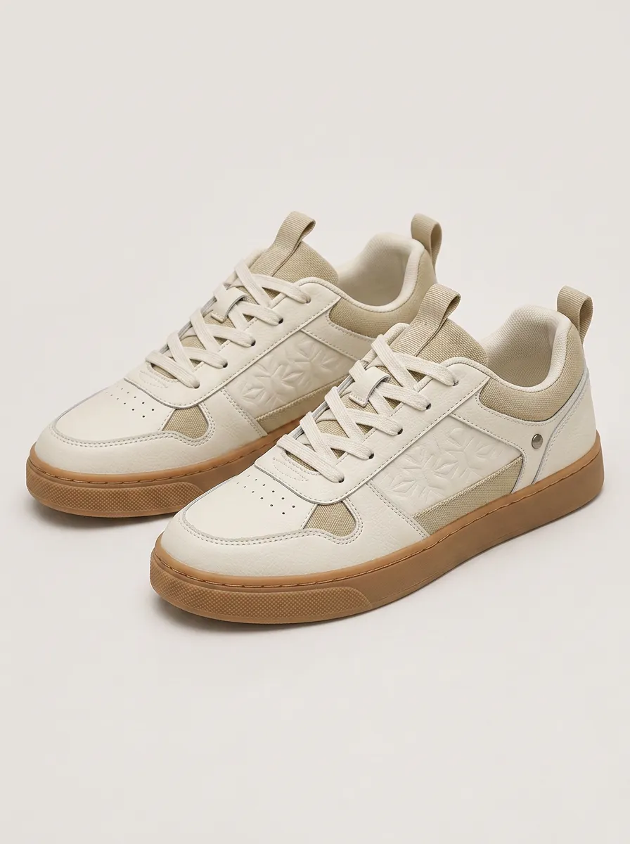 Men's Casual Minimalist Geometric Embossed Patterned Skate Shoes
