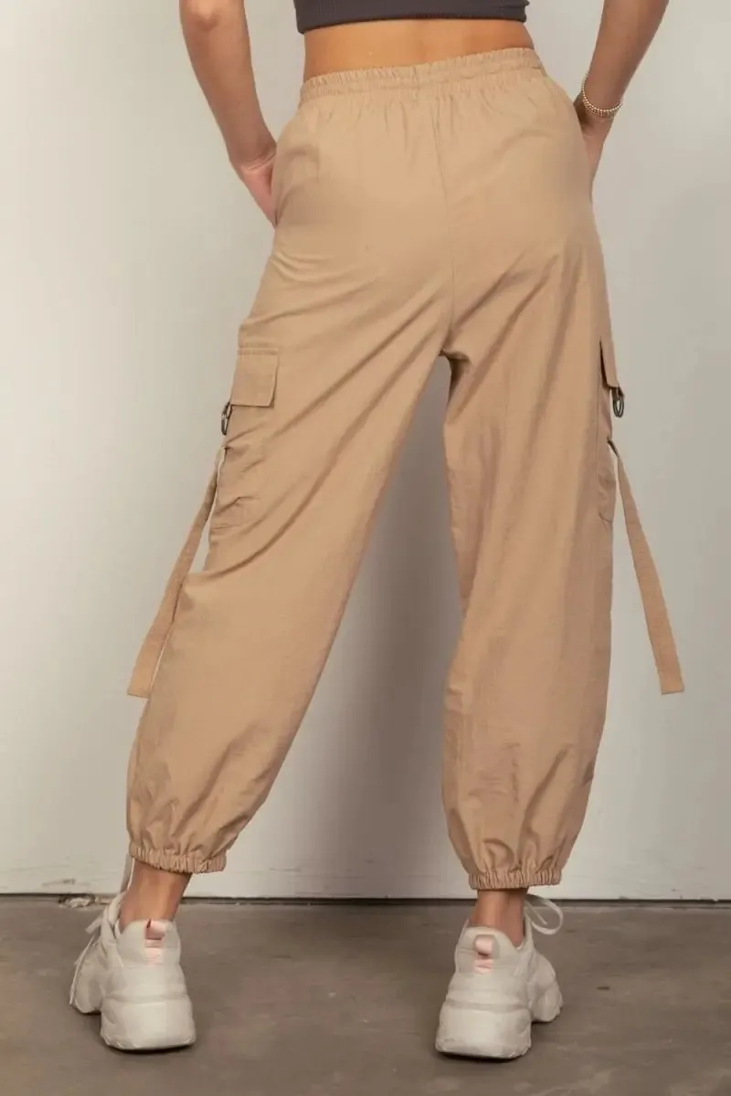 Cargo Pants Streetwear Elastic Waist Wide Leg Trousers