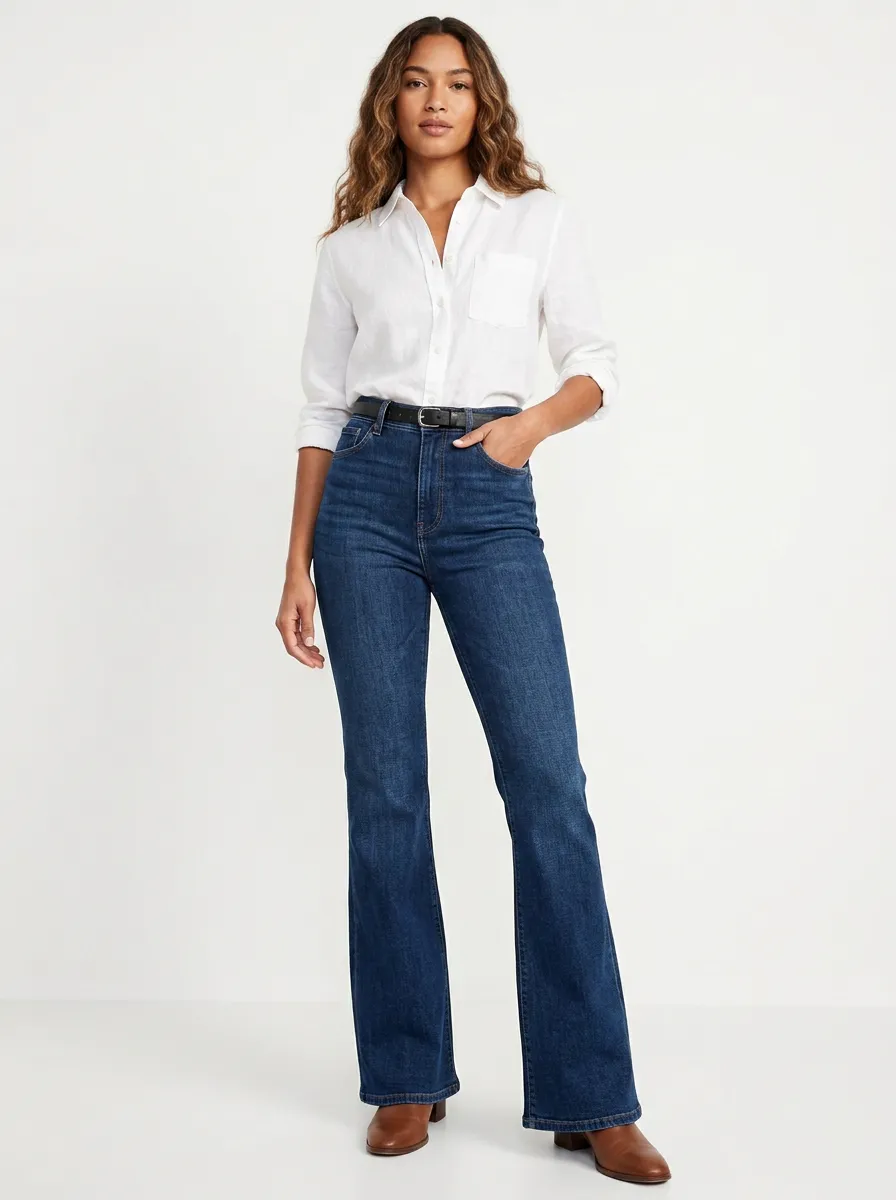 Clean-Line High-Waist Stretch Women's High-Waist Stretch Flare Jeans
