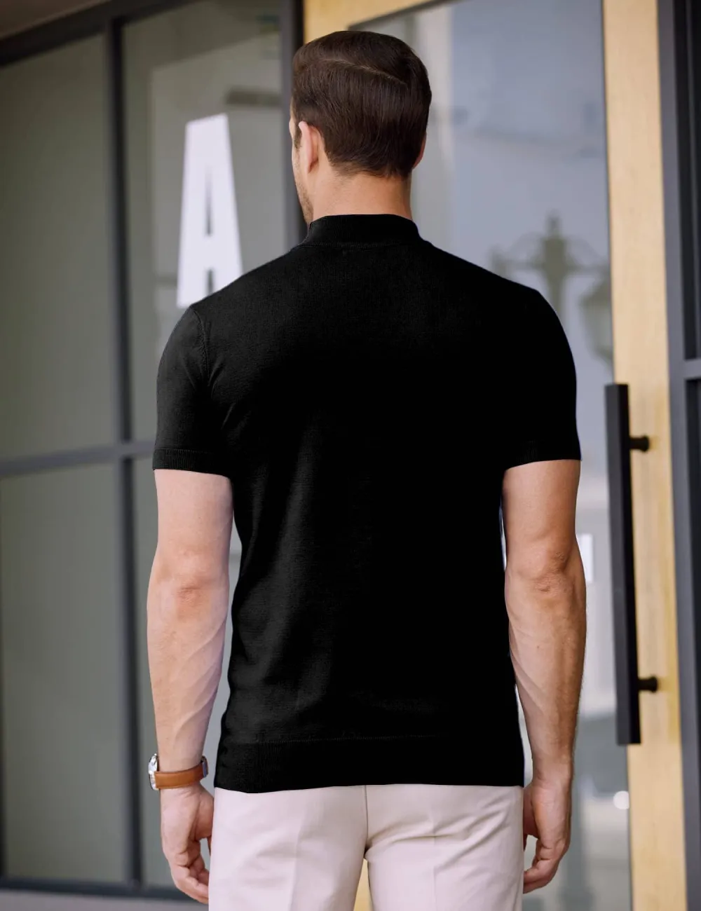 Turtleneck Basic Slim Fit Knitted Short Sleeve Shirt Sweater