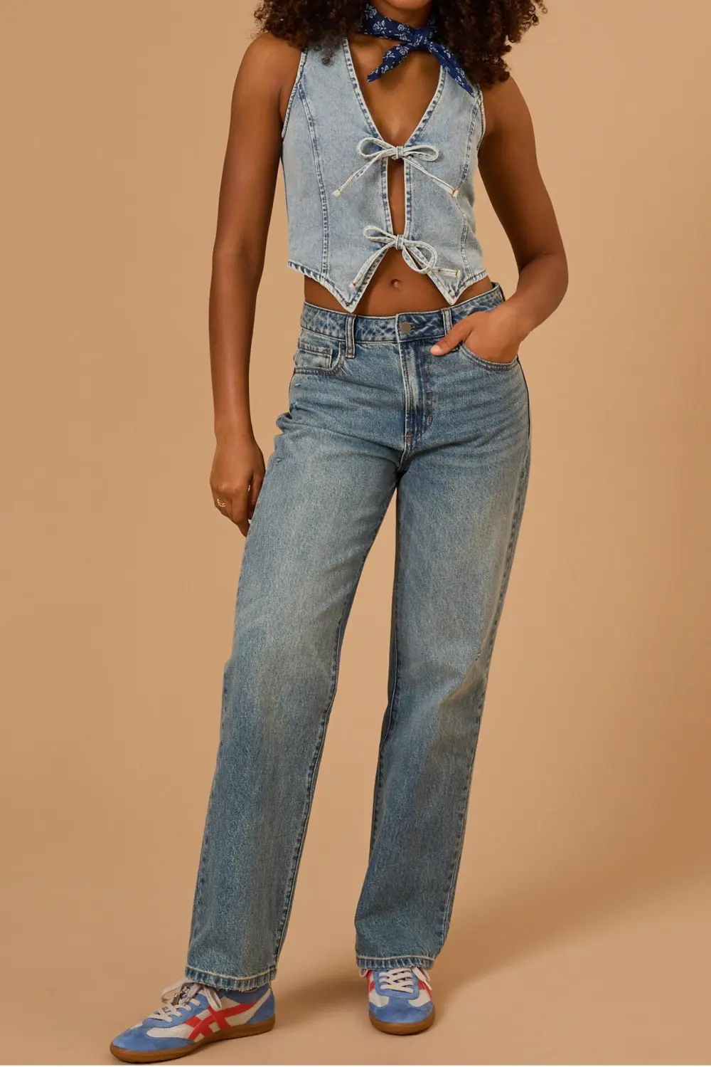 Tie Front Denim Vest