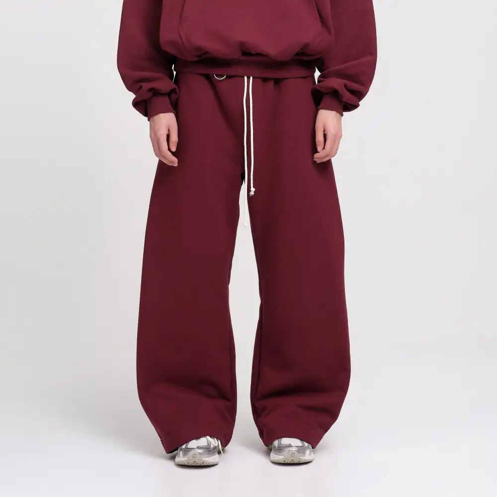 Easygoing Drawstring Pocketed Barrel Leg Wide Barrel Ultra Heavyweight Barrel French Terry Sweatpants