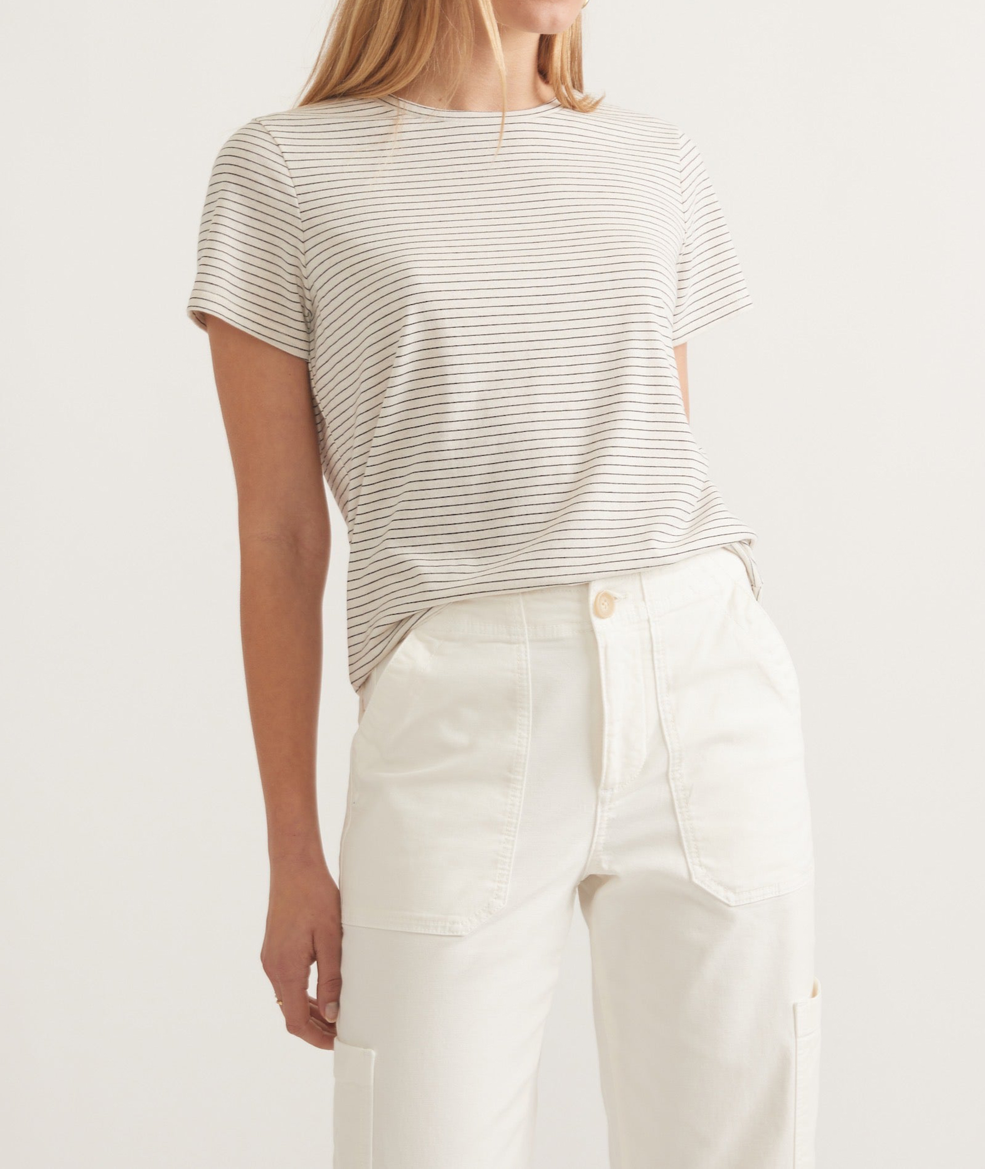 Striped Pattern Crew Neck Top