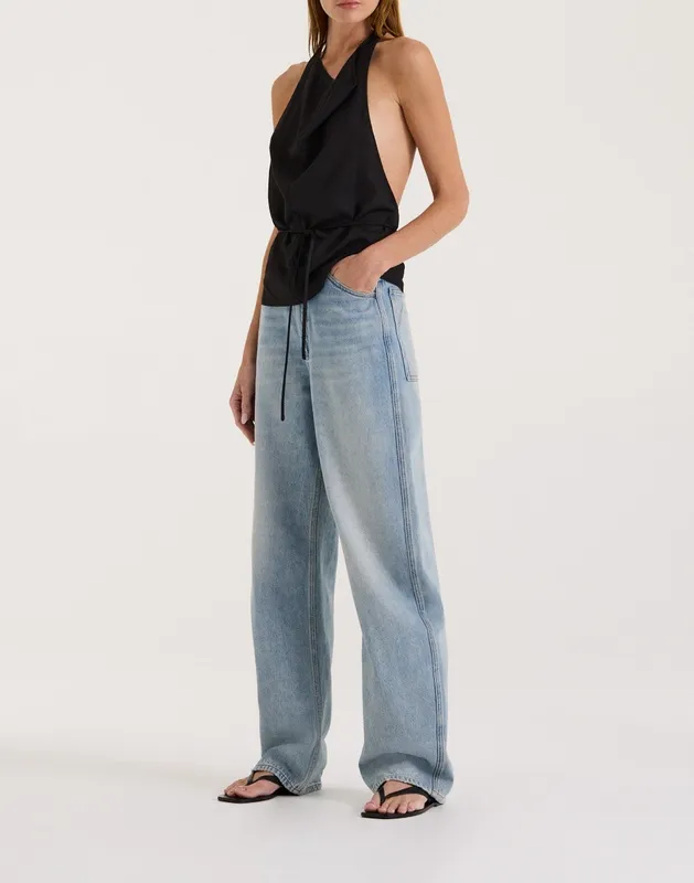 Vintage Blue High-Rise Bow Leg Jeans