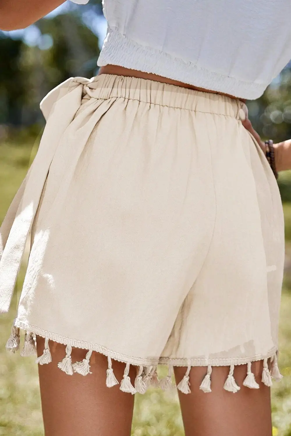 Linen Blend Cotton Fringe Skort