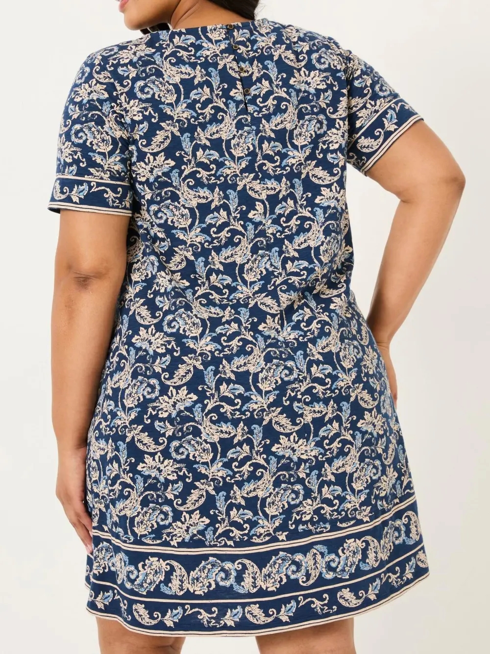 Simone Blue Paisley Short Sleeve Jersey Dress