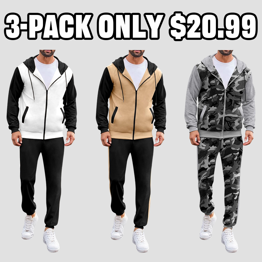 💥 6-Pack Men’s Activewear Sets | Only $24.9 | Men's Tracksuit 2 Piece Full Zip Set
