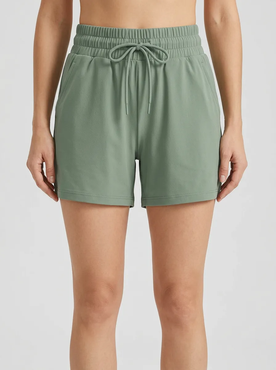 Women's Mid-Thigh Drawstring Athletic Shorts