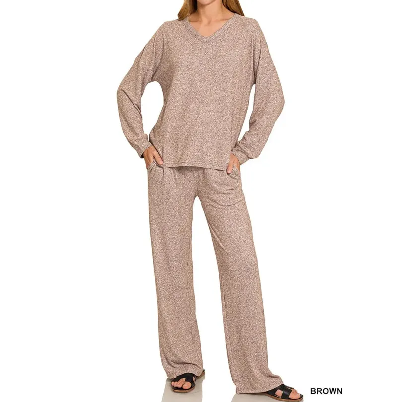 Classic Soft Melange Long Sleeve Tee & Pants Set