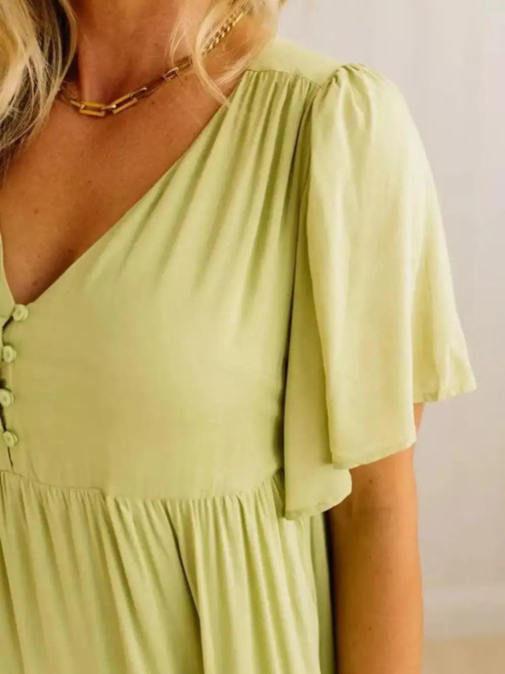 V Neck Tiered Midi Dress