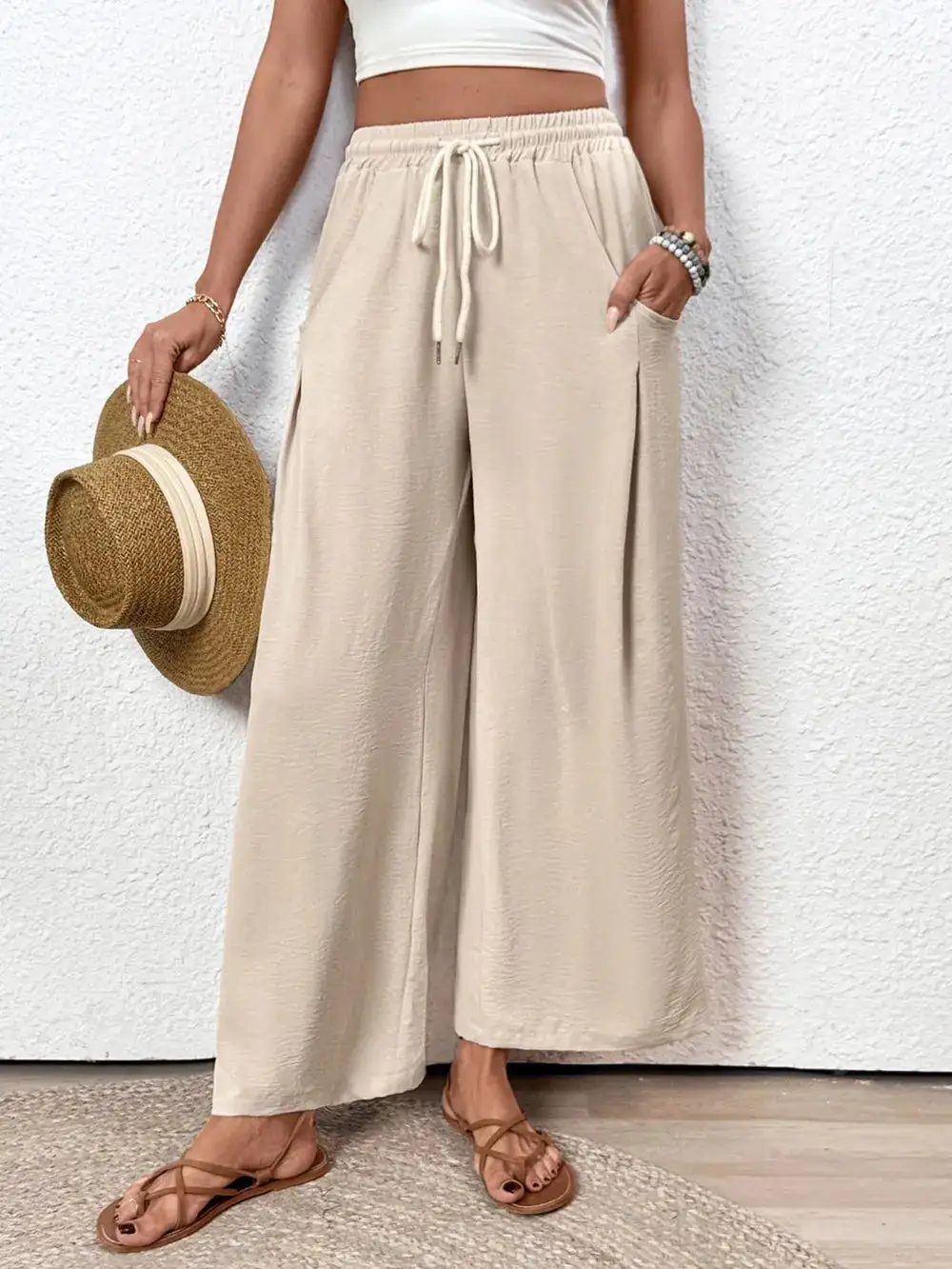 Flowy Wide Leg Drawstring Pants