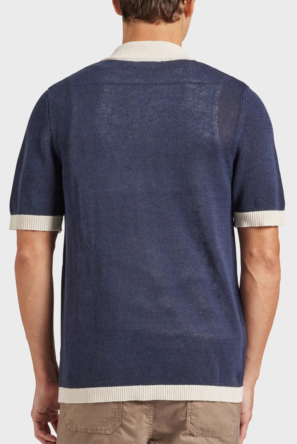 Contrast Rib Trims Knit Shirt