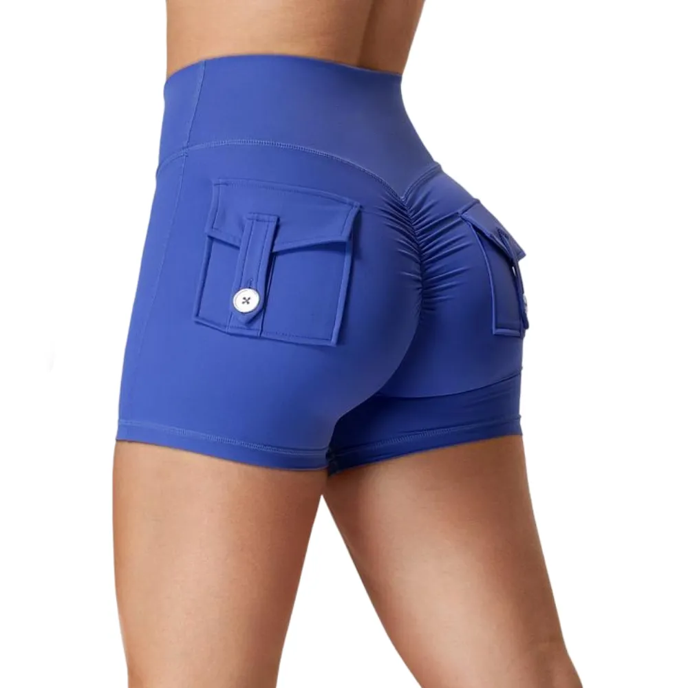 Scrunch Workout Shorts with Pockets Charm Gym Biker Shorts for Women High Waisted Yoga Booty Shorts elastic athletic