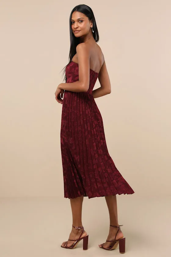 Perfectly Stunning Yellow Jacquard Strapless Midi Dress