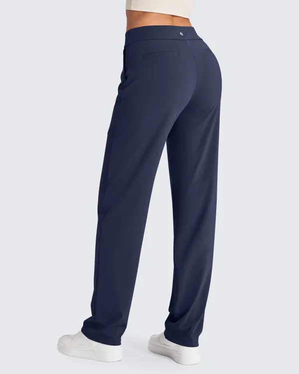 Women's High Elasticity Midrise Straight Leg Pants - Dark Blue