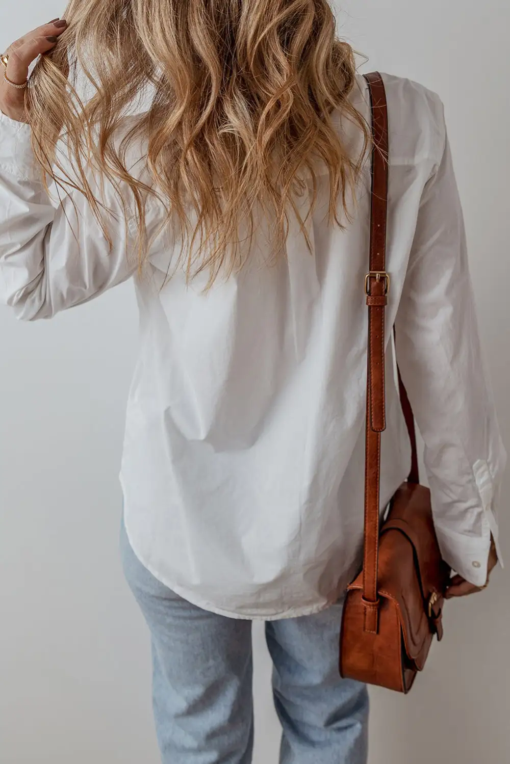 Lace Crochet Trim Turn Down Collar Buttoned Shirt