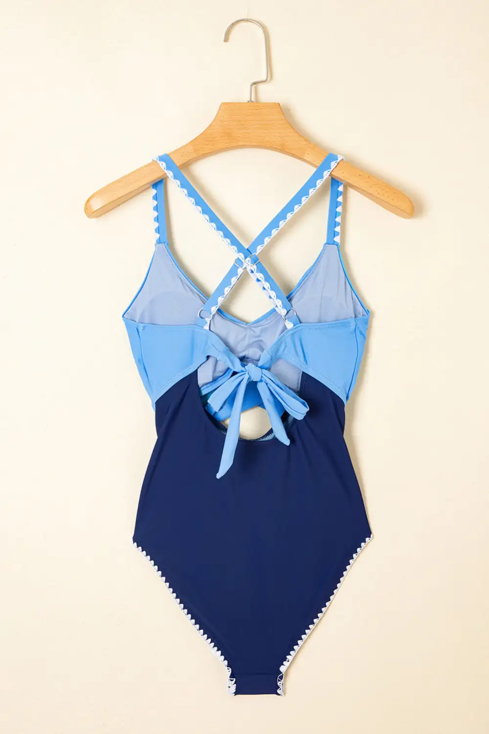 Ric Rac Trim Contrasted One Piece Swimsuit