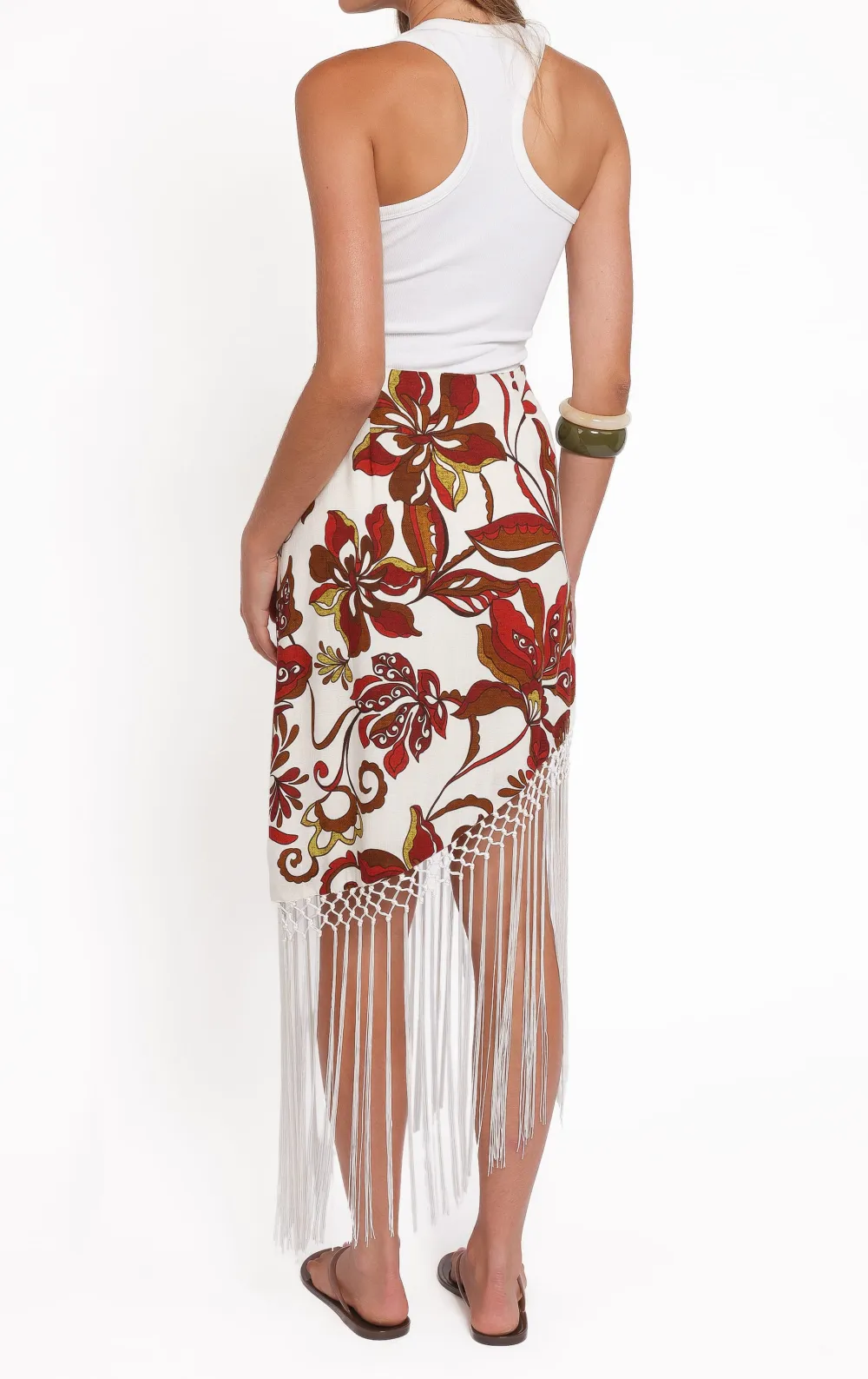 Floral High Rise Asymmetrical Skirt