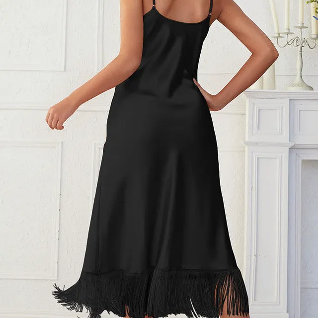 Midi Length Gown with Tassels