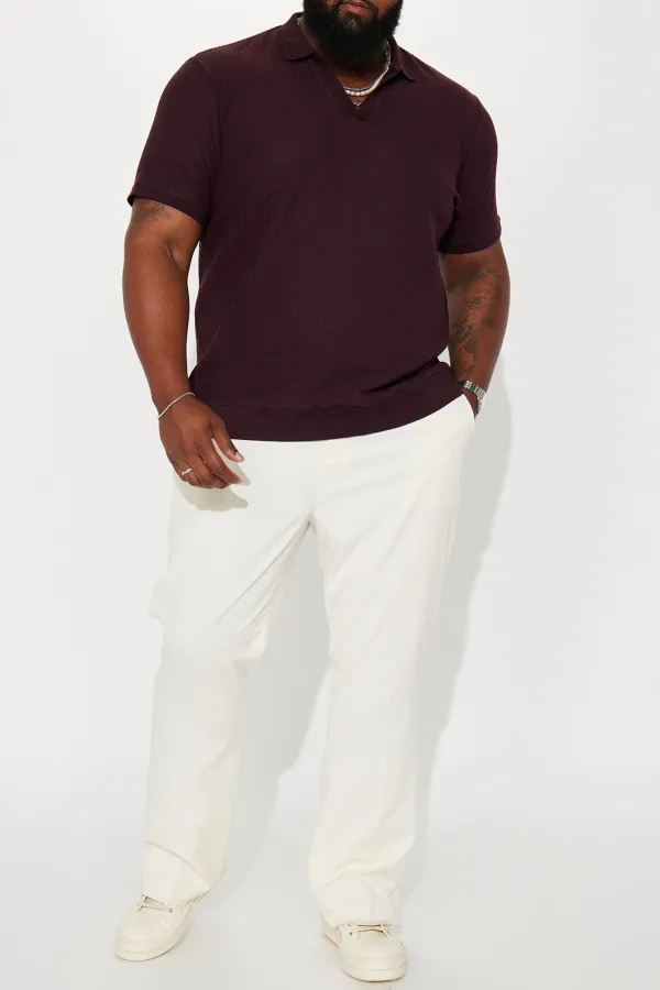 Casual Style Short Sleeve Polo - Burgundy