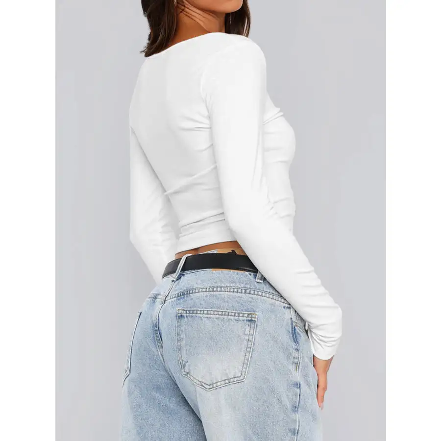 Button Down Long Sleeve Top