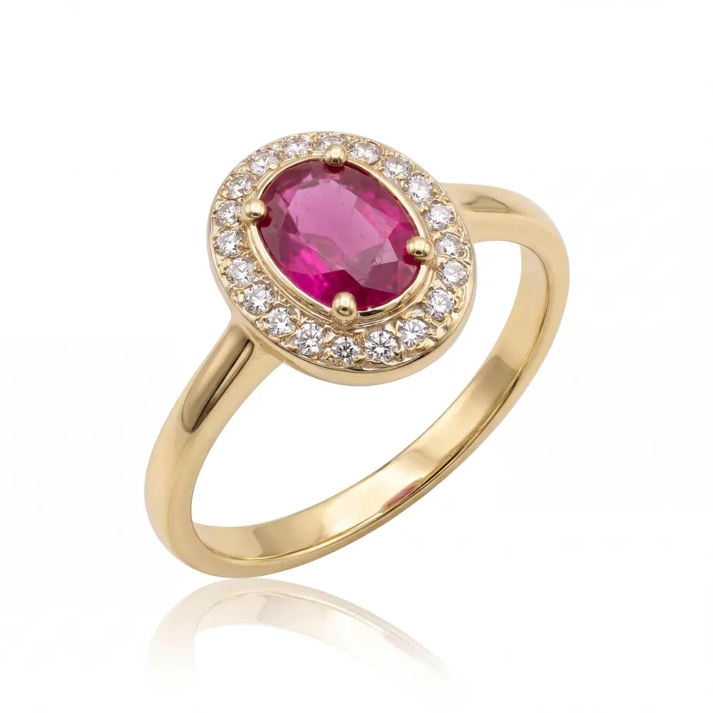 Simulated Ruby Oval Halo Ring