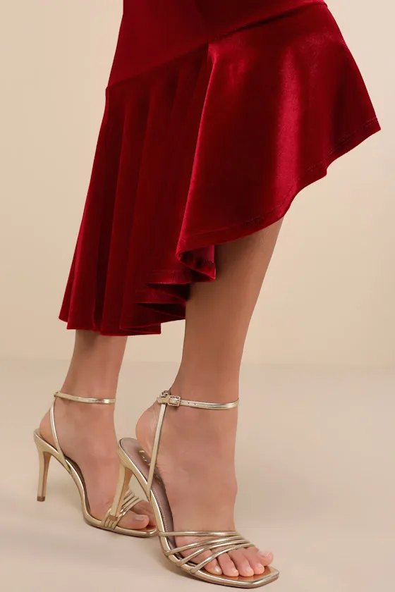 How Much I Care Emerald Green Velvet Off-the-Shoulder Midi Dress