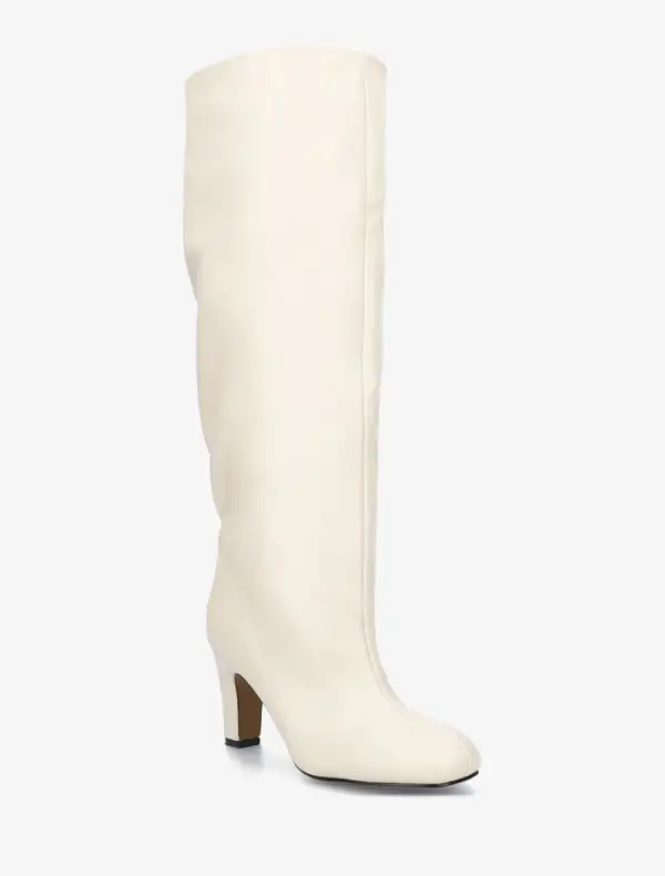 Classic Elegant Block Heel Faux Leather Knee High Boots