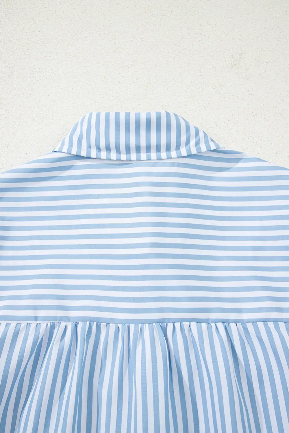 Striped Shirred Half Placket Blouse