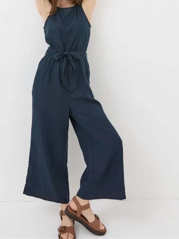 Liz Blue Linen Jumpsuit