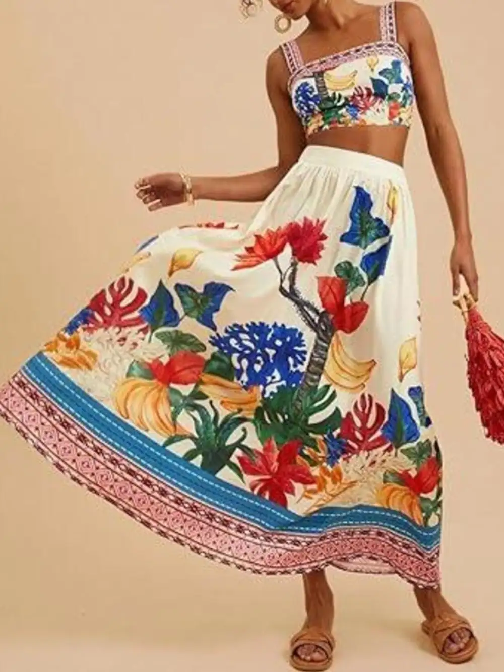 Smart Cropped Printed Silhouette Coordinated Set
