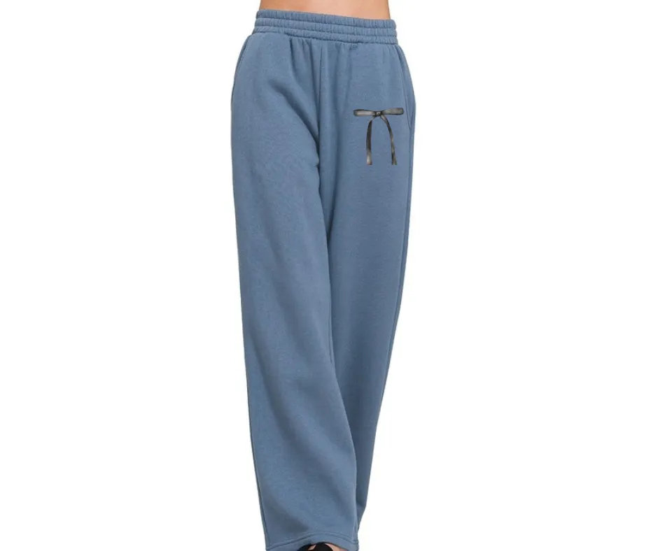 Dusty Bow Detail Sweatpants Sweatshirt