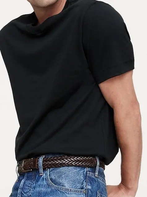 Men's Black Crew Neck Cotton Short Sleeves