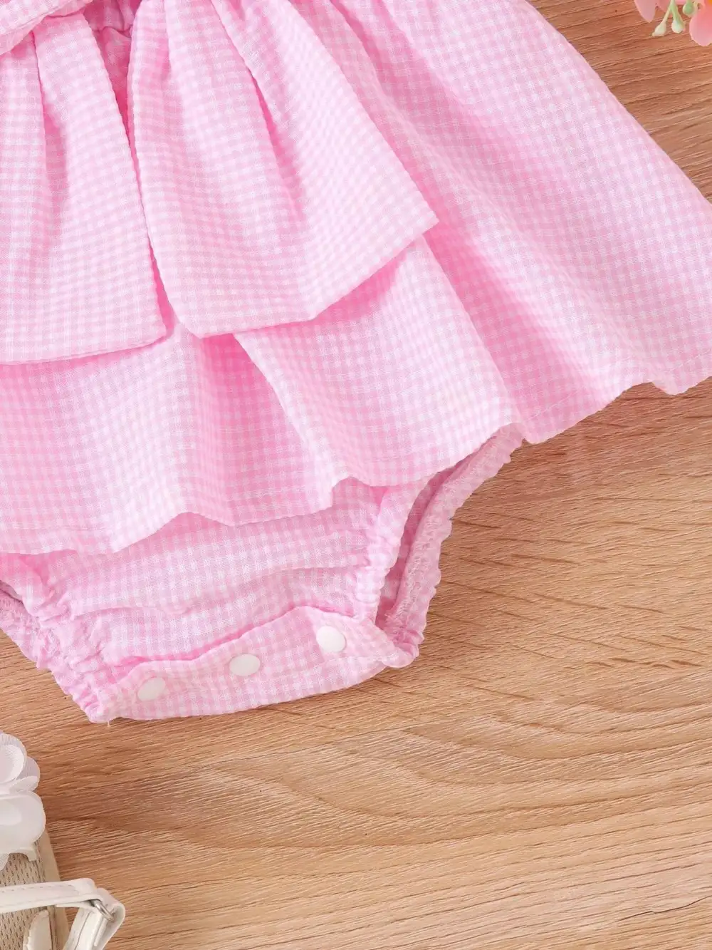 Girls Bow-Knot Gingham One-Piece Dress